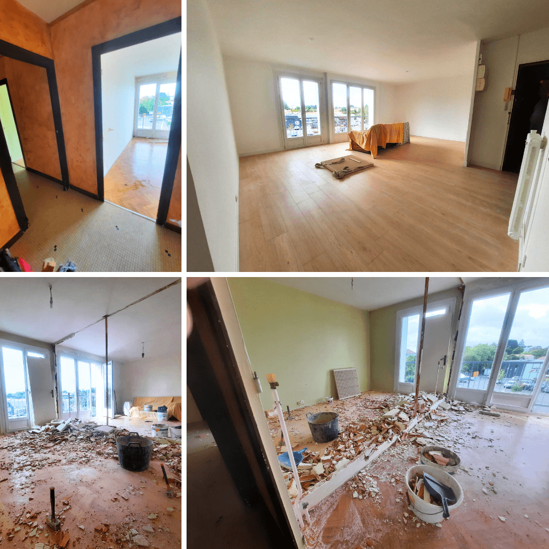 Avant / après rénovation complète d'un appartement à Rezé  (44)