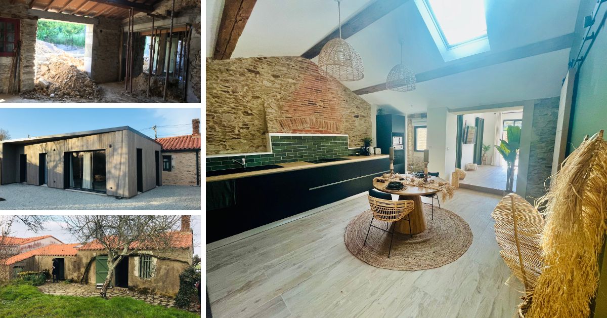 Photos avant après d'un rénovation maison en pierre apparente - Les Sorinières 44