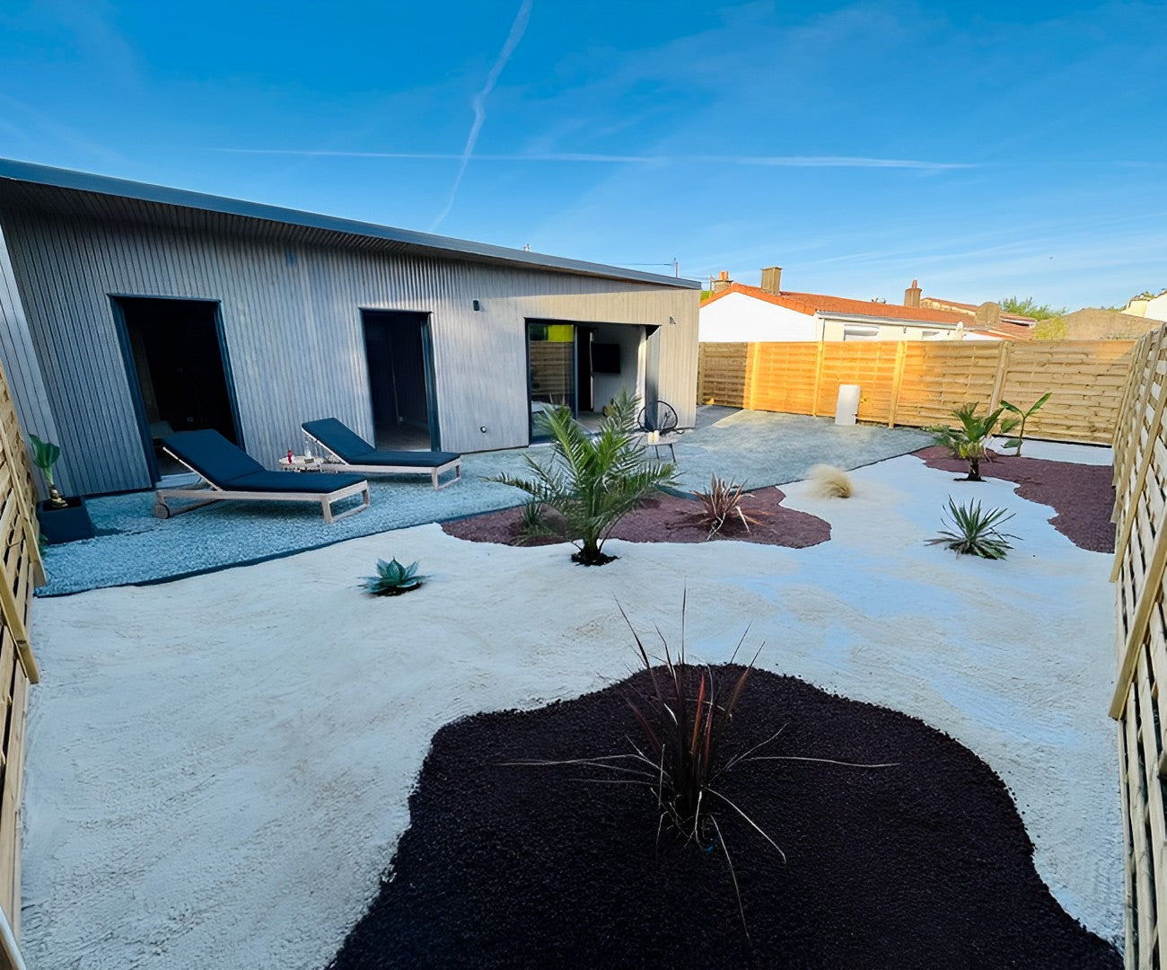 Extension ossature bois réalisée lors de la réhabilitation d’une grange aux Sorinières 44