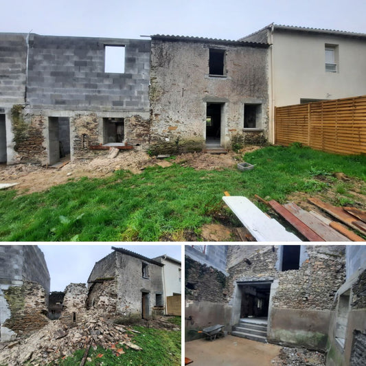 Avant / après projet de rénovation lot maçonnerie  situé aux Sorinières 44840 
