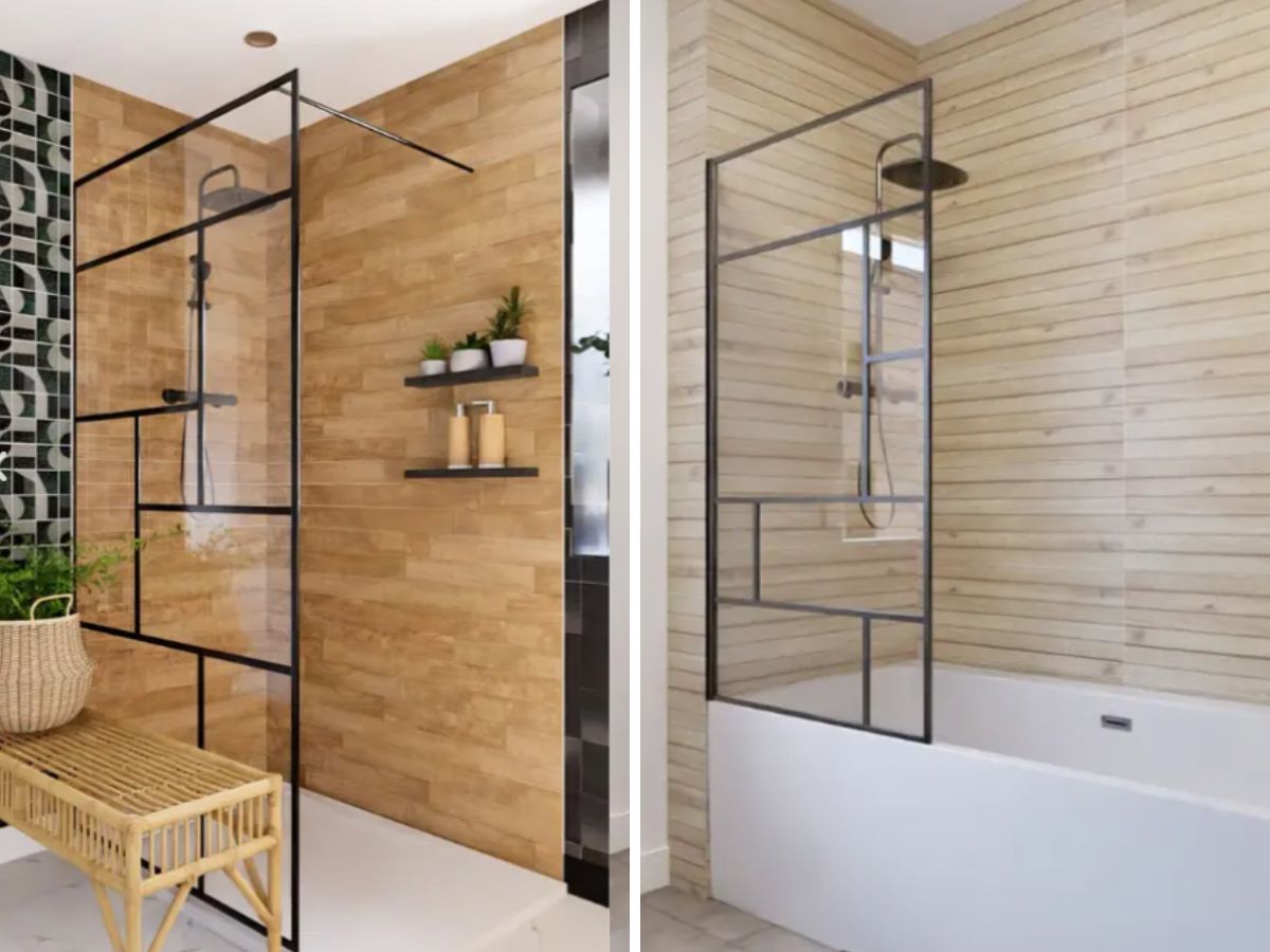 Après travaux, rénovation salle d'eau et carrelage effet bois – Saint Aignan de grand lieu (44)